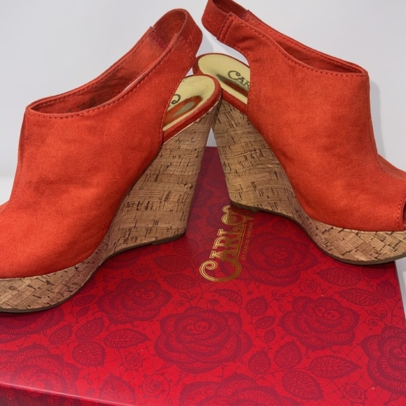 like new Carlos by Carlos Santana Maui orange cork Wedge Heels size 6.5 - Picture 6 of 9